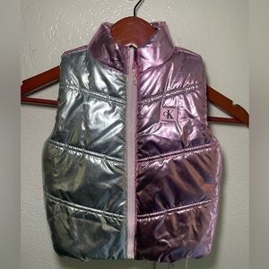 Calvin Klein Kids Metallic Pink and Silver Puffer Vest 
size 3T